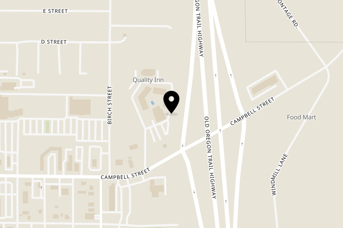 Map showing the location of Sunridge Bar And Grill on 1 Sunridge Ln in Baker City